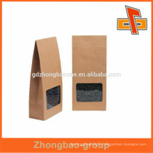 China manufacturer eco-friendly stand up paper bag /kraft paper bag/brown paper bag for tea or food packaging with clear window